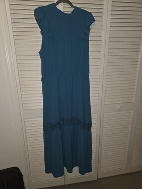 Teal Ruffle Sleeve Maxi Dress - Brand Unspecified *flaw noted*